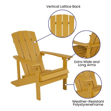Flash Furniture Yellow Adirondack Chairs with Cream Cushions, 2PK 2-JJ-C14501-CSNCR-YLW-GG